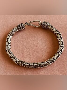 SILVER 925 BYZANTINE WOVEN CHAIN BRACELET 7” HAS SOME WEIGHT /VINTAGE NEVER WORN